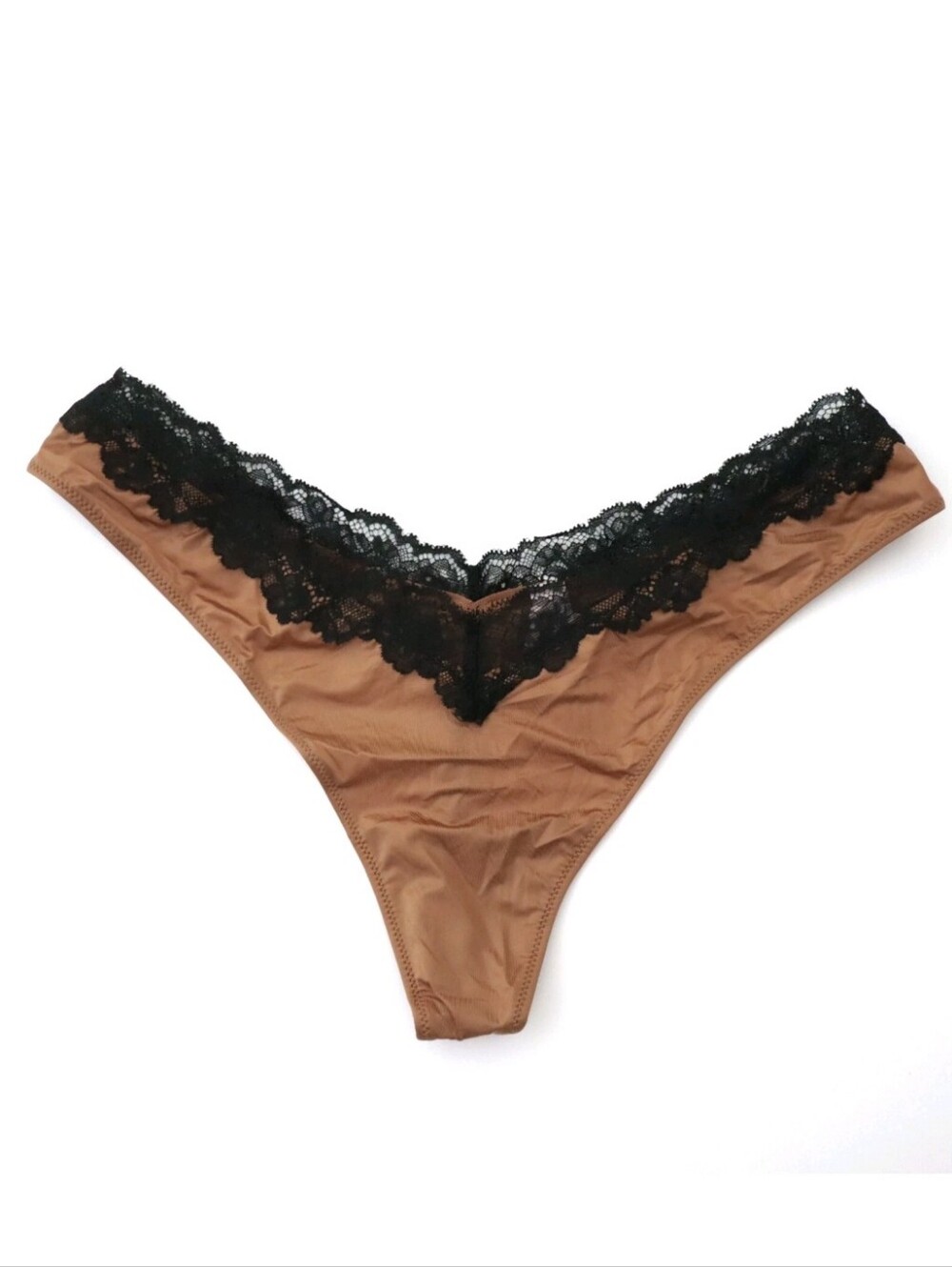 Victoria's secret Very Sexy Lace Trim High Leg Thong Panty CARAMEL XLARGE